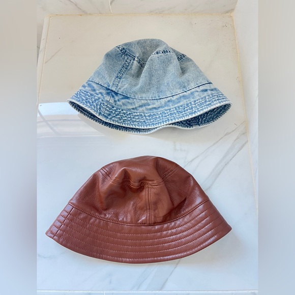 Denim and Brown Bucket Hat Set - Picture 1 of 3